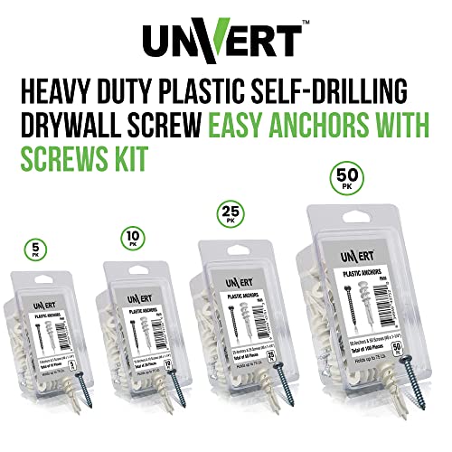8 SelfDrilling Drywall Plastic Anchors Kit, Heavy Duty Anchors with