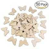 Tinksky Butterfly Wood DIY Craft Natural Wood Slices Ornament for Wedding Christmas Party Decoration 50pcs