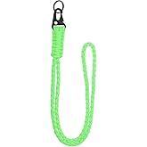 YELARXI Paracord Lanyard, 550 Keychain Lanyard Heavy Duty Necklace Keychains Braided Wrist Strap for Men Women Outdoor Activity Survival Keys Whistle Rope ID Badges (Luminous Green