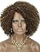 Kalyss Brown with Blonde Highlights Short Afro Kinky Curly Wigs for Black Women Premium Synthetic Hair Wigs with Hair Bangs 150% Density Bouncy and Full Natural Looking Hair Wigs