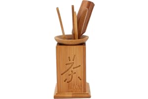Glomora 6pcs Bamboo Chinese Gongfu Tea Set with Tea Needle, Scoop, Clip, and Bucket,Tea Set Accessories for Home and Teahouse