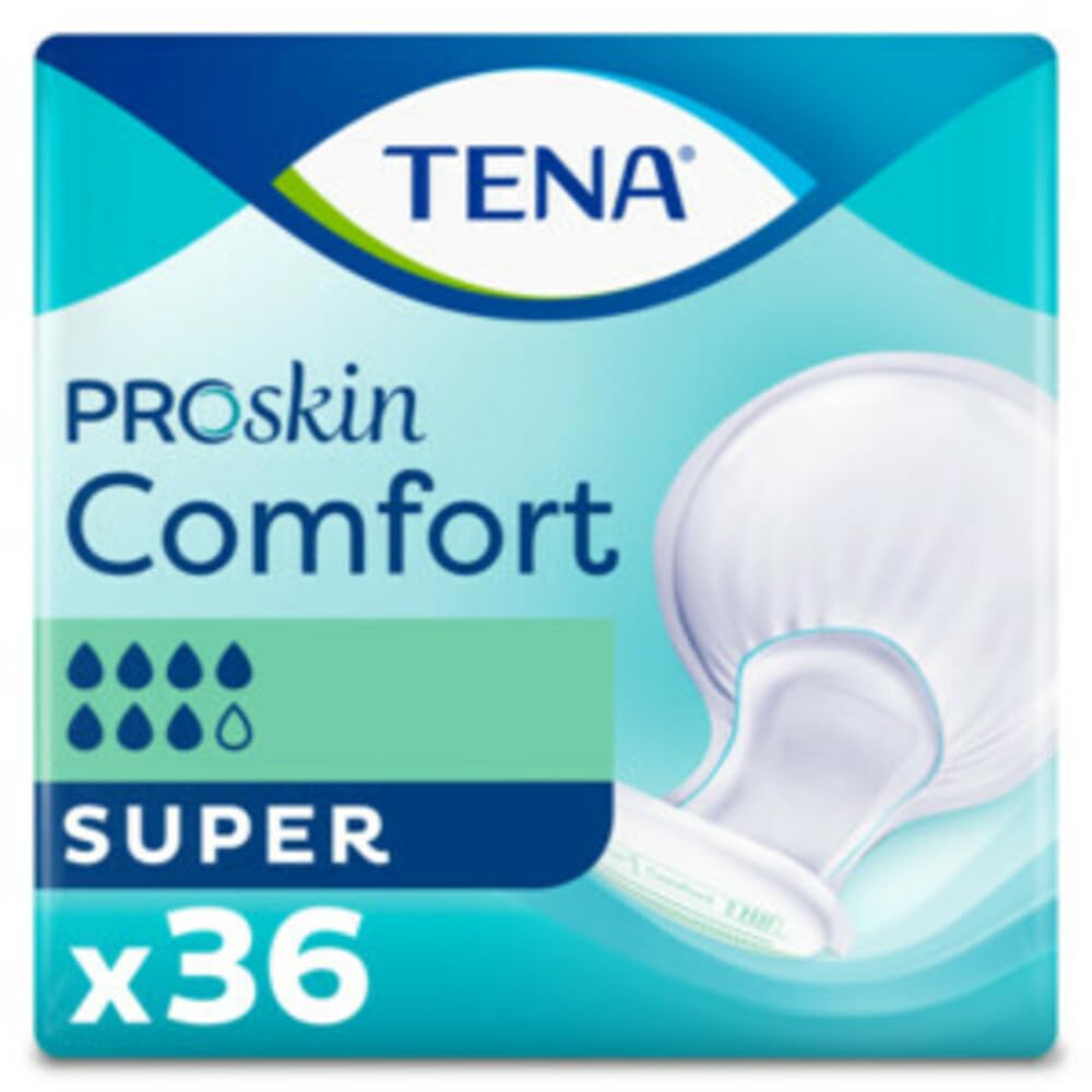 TENA ProSkin Comfort Super | 7 Drops High Absorption | Incontinence Pads | 2 Pack of 36