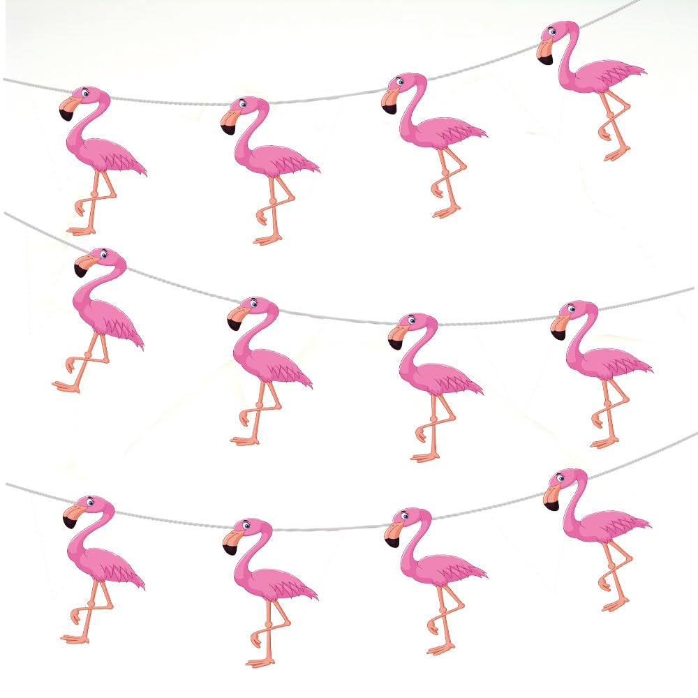 AK Giftshop Flamingo Bunting Party Decorations - 12pcs / 2.5m Ribbon