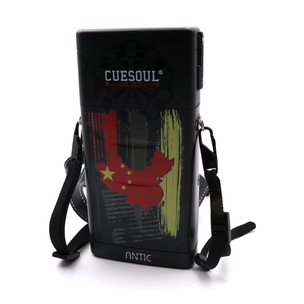 CUESOUL ANTIE Hard Dart Case,Holds 6 Steel Tip Darts/Soft Tip Darts & Extra Accessories,with Flags Design,Durable Use