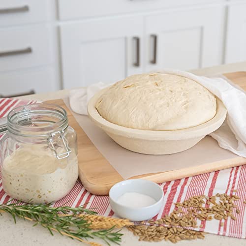 Bulka Bread Proofing Basket Spruce Wood Pulp Round 9" Groove, Sourdough Bread Baking