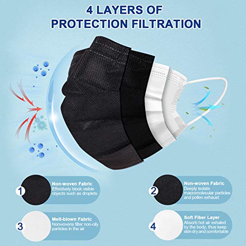 Face Masks Medical Black Disposable Face Mask 4 Ply, Breathable Comfortable Hospital Safety Mask with Adjustable… - Image 4
