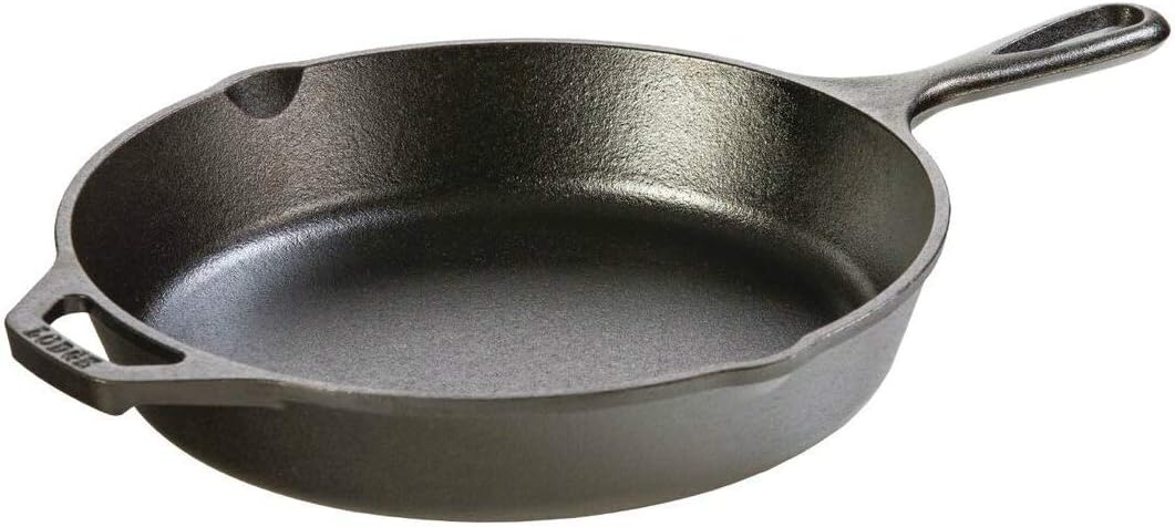 Lodge Seasoned Cast Iron Skillet with Hot Handle Holder- 10.25 Inch Cast Iron Frying Pan with Genuine Spiral Stitching Nokona Leather Hot Handle Holder, Made to Last a Lifetime: Kitchen & Dining