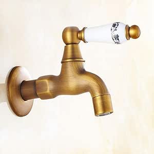 Latón Antiguo Montaje En Pared Lavadora Grifo Jardín Decorativo Grifos