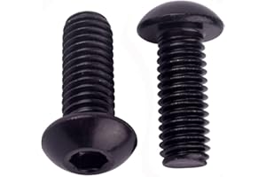 VAMUOEFL 8-32 x 1" Button Head Socket Cap Bolts Screws (1/4" to 2" Available), 304 Stainless Steel 18-8, Black Exterior Finish, Allen Hex Drive, Fully Thread, 30Pcs