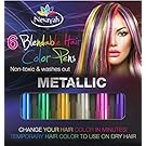 Nevayah Hair Chalk Temporary Hair Multicolor Dye Pens,  Purple / Sapphire Blue / Pink / Gold / Silver / Green (6 Pens)|Silver and Green Rainbow Colors Last Up to 3 Days with Built In Sealant. Works on All Hair Colors. Great for Tinting Eyebrows