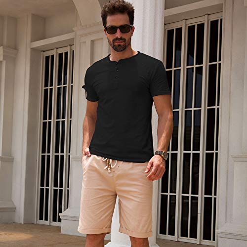 1 Boisouey+Mens+Henley+Shirts+Black