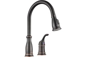 APPASO 2 Hole Kitchen Faucet, Oil Rubbed Bronze Kitchen Faucet with Pull Down Sprayer, Stainless Steel Kitchen Sink Faucet with Separate Handle Sink Kitchen Faucet