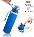 BBD Collapsible Water Bottle 750ml/ 26 oz – Leak Proof Silicone Foldable Sports Water Bottle BPA Free (Blue)