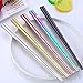 Oksale 1 Pair Stainless Steel Tableware Colorful Length 23cm Chopsticks (Multicolor)