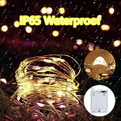 cshare Led Fairy Lights Battery Operated, 1 Pack 16ft/50 LEDs Mini Battery Powered Copper Wire Starry Fairy Lights for Bedroom, Christmas, Parties, Wedding, Centerpiece, Decoration ( Warm White)