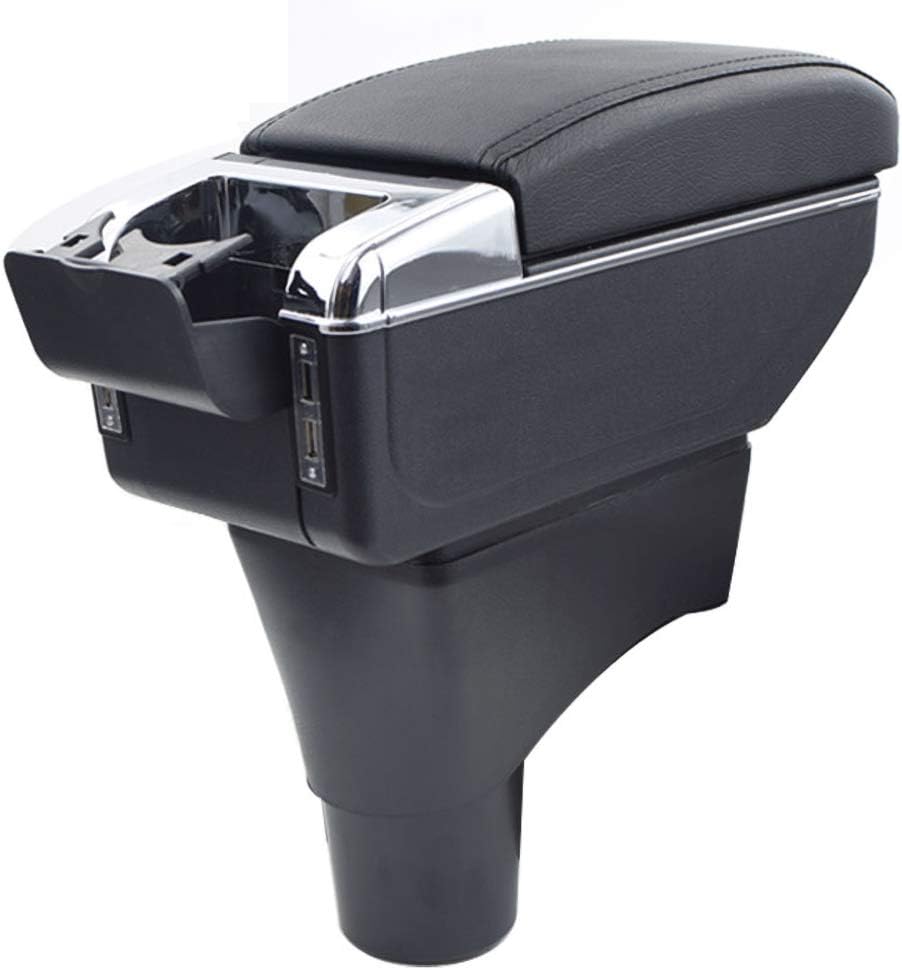 Oneuda Centre Console Storage Box for Nissan Sunny Versa 2011-2016 Universal Armrest Retractable Car Accessories (Double Rise with USB)