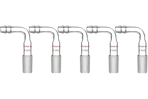 StonyLab Glass Bent Inlet Adapter with 14/20 Male Glass Joint and 10 mm Hose Connection Lab Glassware, 5 Packs