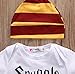 Baby Boys Girls Letter Print Short Sleeve Bodysuit Striped Pants Outfit Hat (80 (6-9 Months), Short Sleeve)