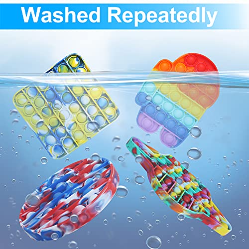 UNIZLIJM 4 Pcs Push pop Bubble Fidget Sensory Toy, Bubble Tie Dye Fidgets Toys for Anxiety, Silicone Squeeze Sensory Toys, Stress Relief and Anti-Anxiety Toy for Kids, Adults, Gifts (Multicolor, 4PC)