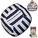 DaMeru European Made Lab Tested Large Stuffed Animal Storage Bean Bag Cover | The Ultimate Storage Solution to Clean Up & Organize Kid's Room | Free E-Book (Blue-Black/White)