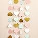 Ling's moment 9 Feet Paper Heart Garland, Heart-Shaped Hanging Party Garland for Wedding, Baby Shower, Birthday Party, Christmas Decorations(Gold Glitter,Pink,White,Mint)