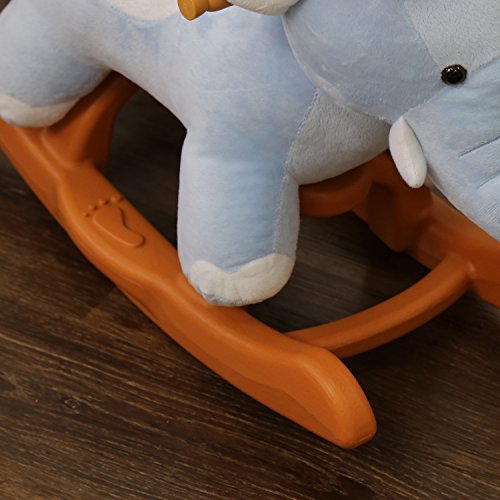 Peach Tree Kids Animal Rocker Plush Rocking Horse Elephant Theme Ride on Toy Style Riding Rocker with Sound, Blue