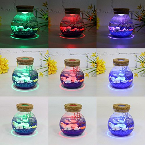 Jeteven Microlandschaft DIY LED Glass Bottle Light Night Light with Remote Control 4 Modes Home Room Party Christmas Decor