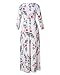 Pcmoda Women's Spring Fashion Printed Long Dress Three Quarter Sleeve Empire Flower Floor-length Dress,Green,Medium