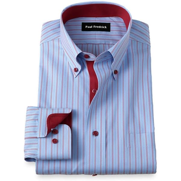 green emerald velvet dress Non-Iron Cotton Stripe Dress Shirt with Contrast Trim