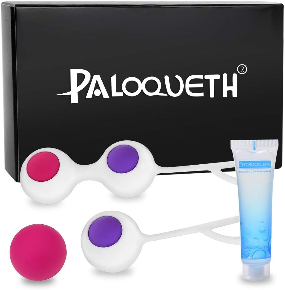 Kegel Balls Exercise Weight for Women Bladder Control & Advance-Strengthen Pelvic Floor Muscle Recovery, PALOQUETH Silicone Ben Wa Balls Weighted Exercise Kit for Beginners, 4 Pieces Set: Health & Personal Care
