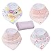 Baby Bandana Drool Bibs With Snaps for Drooling and Teething 4 Pack, Baby Shower Gift Set for Boys and Girls by MarCoste