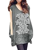 Allegra K Ladies Sleeveless Letters Print Loose Tunic Top M Dark Grey