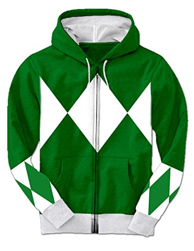 Green Power Rangers Hooded Costume Sweatshirt (Adult Large)