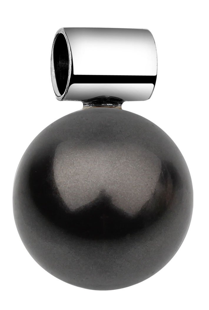 Nenalina jewellery pearl pendant in 925 sterling silver with 12 mm black Swarovski pearl for women, chain or necklace, 846504-197