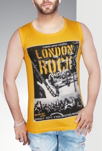 2.0 men's cotton sleeveless t-shirt golden yellow