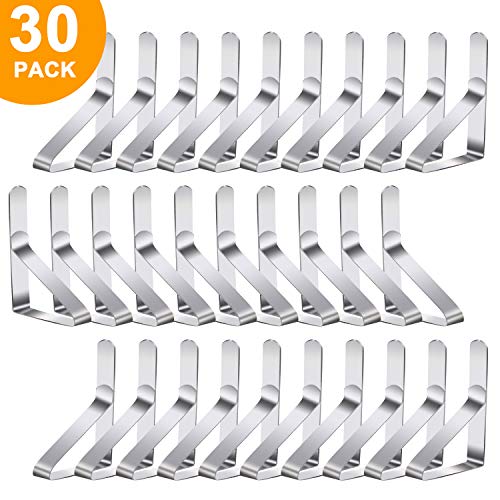 Childom 30 Packs Tablecloth Clips, Stainless Steel Tablecloth Clips Ideal Clips for Home, Kitchen, Restaurant, Weeding, Picnic, Patio and Party