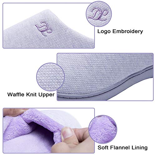 DL Womens Memory Foam Slippers, Slip on House Slippers for Women Indoor