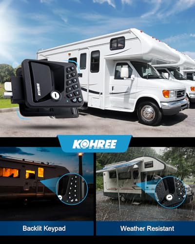 Kohree RV Door Lock Keyless Entry, 3-in-1 RV Door Locks Replacement, Remote Controller & Keypad & Key-Fob, 100% Metal Door Locks for Camper Travel Trailer, Camper Latch Replacement Door Latch Handle