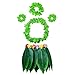 Hangnuo 5 PCS Hula Skirt Hawaiian Costume Set with Green Leaves Necklace Bracelets Headband, Luau Party Favors for Adults Women and Men