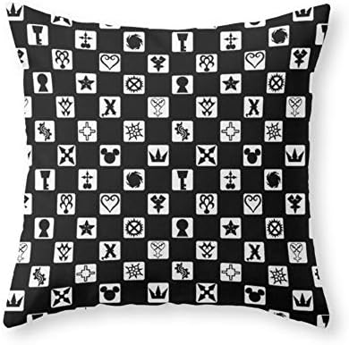 WCMBY Funny Pillowcase Throw Pillow Cover Kingdom Hearts Grid Throw Pillow Indoor Cover (18" x 18")