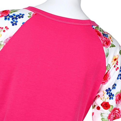 image for Hmlai Clearance! Women's Casual Summer Floral Printed Raglan Short Sle