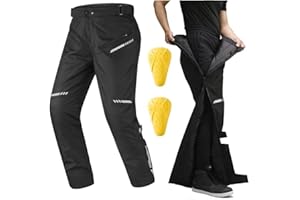 Auboa Winter Detachable Motorcycle Riding Pants for Men CE 2 Armored Powersports Overpants with Full Leg Zip Model PF2