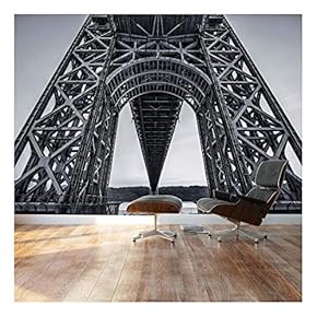 Stark Black and White Geometric Bridge Architecture - Landscape - Wall Mural, Removable Sticker, Home Decor - 66x96 inches
