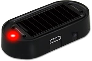 Shudyear Car Solar Power Simulated Dummy Alarm, Anti-Theft LED Flashing Security Light Fake Lamp, Automotive Warning Interior Safety Lights with USB Charger Port,Car Alarm Light Fake Lamp (Red)
