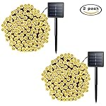 Lalapao 2 Pack Solar String Lights 72ft 22m 200 LED 8 Modes Solar Powered Starry Lighting Waterproof Christmas Fairy String Lights for Outdoor Gardens Path Homes Wedding Party Decor (Warm White)