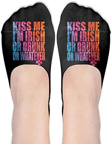 Kiss Me I'm Irish Or Drunk Or Whatever Women No-Show Casual Liner Socks Non Slip Flat Boat Ankle Socks