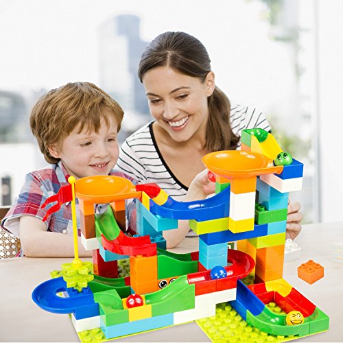 Victostar Marble Run Building Blocks Construction Toys Set Puzzle Race Track for Kids 97 Pieces