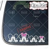 Customize-able Mickey and Minnie Inspired"PEEKING" Stick Figure Family FOR: Cars, Trucks, Vehicles [White with Colored Bows] PK2