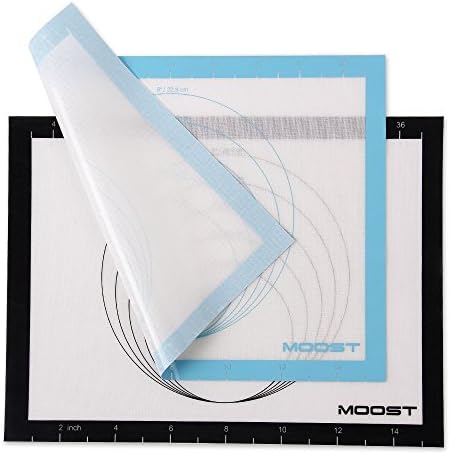 Silicone Baking Mat Set - Moost Durable Reusable Toaster Oven Non-Stick Silicone Liner for Pizza/Hot Dog/Sandwich/Cookies Making - 2 Pack