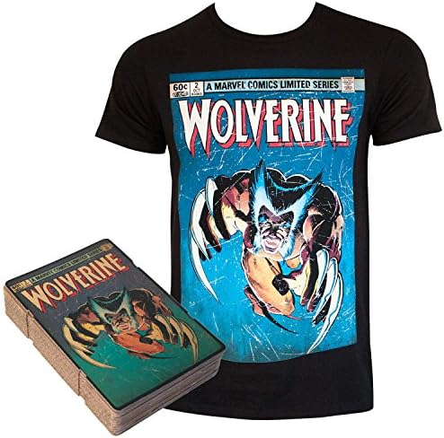 Wolverine Comics Cover Boxed Black Tee Shirt (Medium)